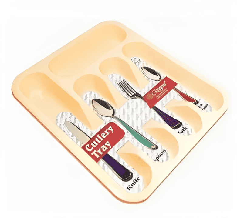 5-Grid Cutlery Organiser Tray in bamboo, product photograph