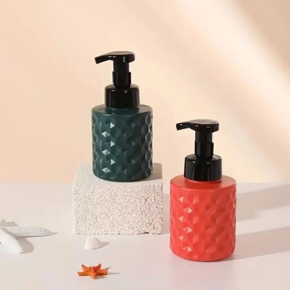Counter-Top Refillable Soap Dispenser Bottle in frosted glass, product photograph