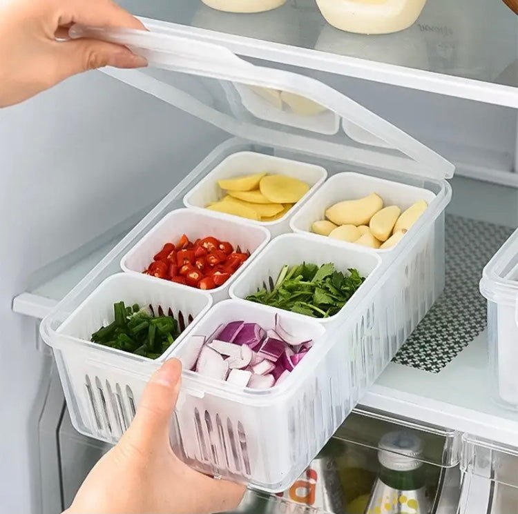 Divided Refrigerator Storage Box in bpa-free plastic, product photograph