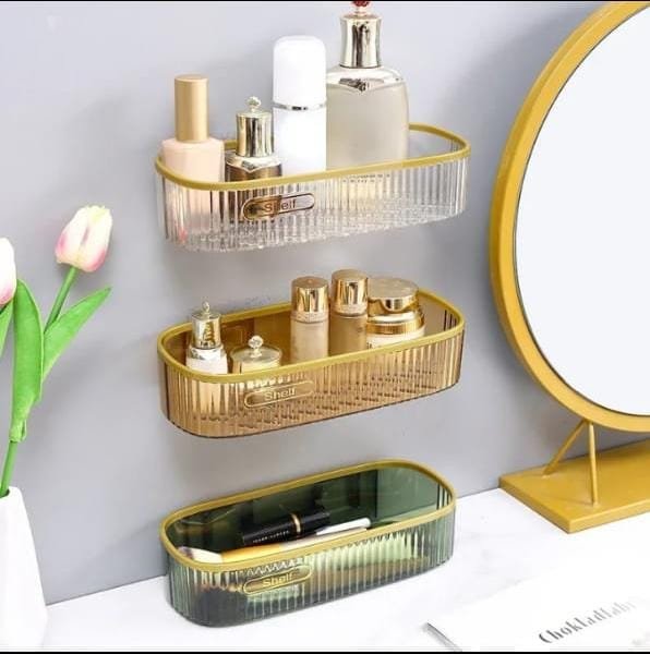 Rectangular Wall-Mounted Shampoo Shelf in acrylic, product photograph