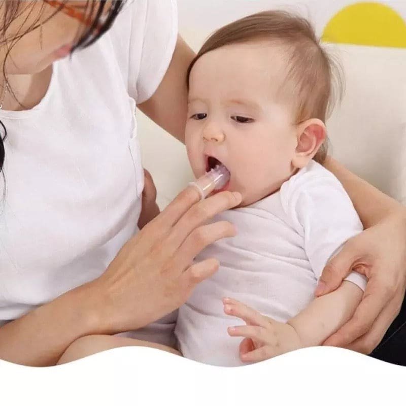 Silicone Baby Finger Toothbrush in food-grade silicone, product photograph