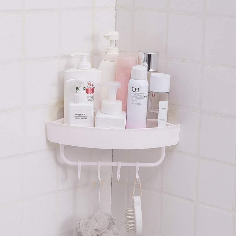 Wall-Mounted Bathroom Corner Shelf in abs plastic, product photograph