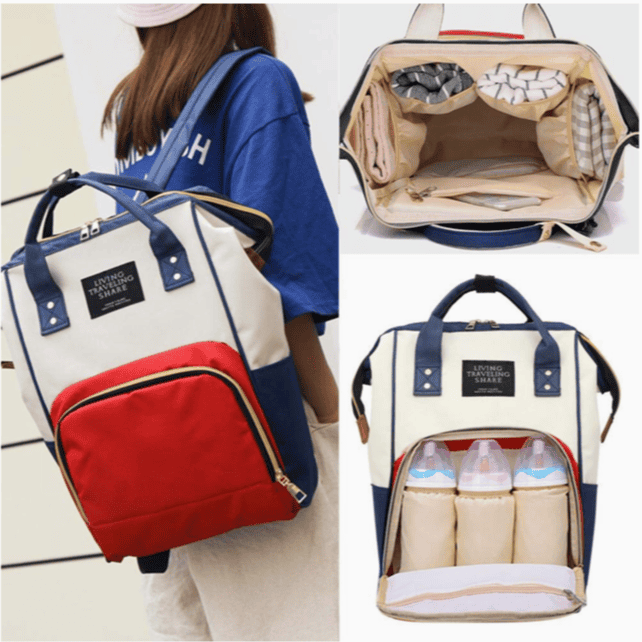 Waterproof Baby Diaper Backpack in organic cotton, product photograph